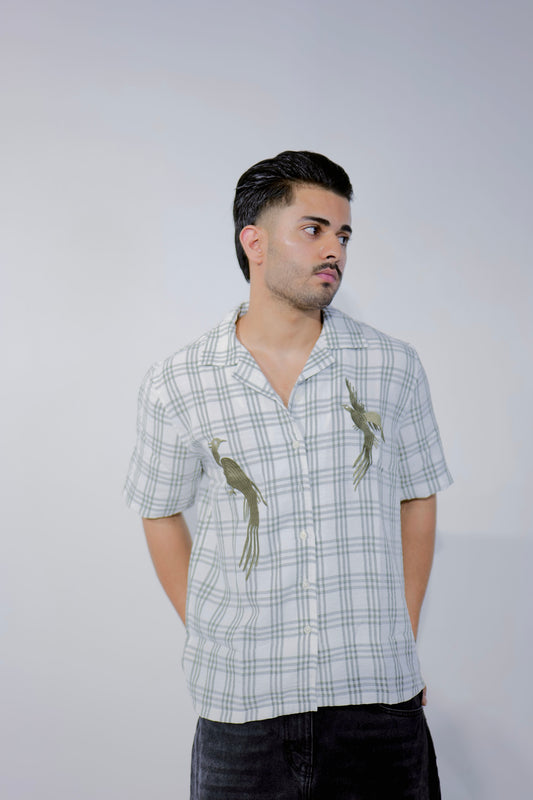 Sage Green Check Oversized Shirt