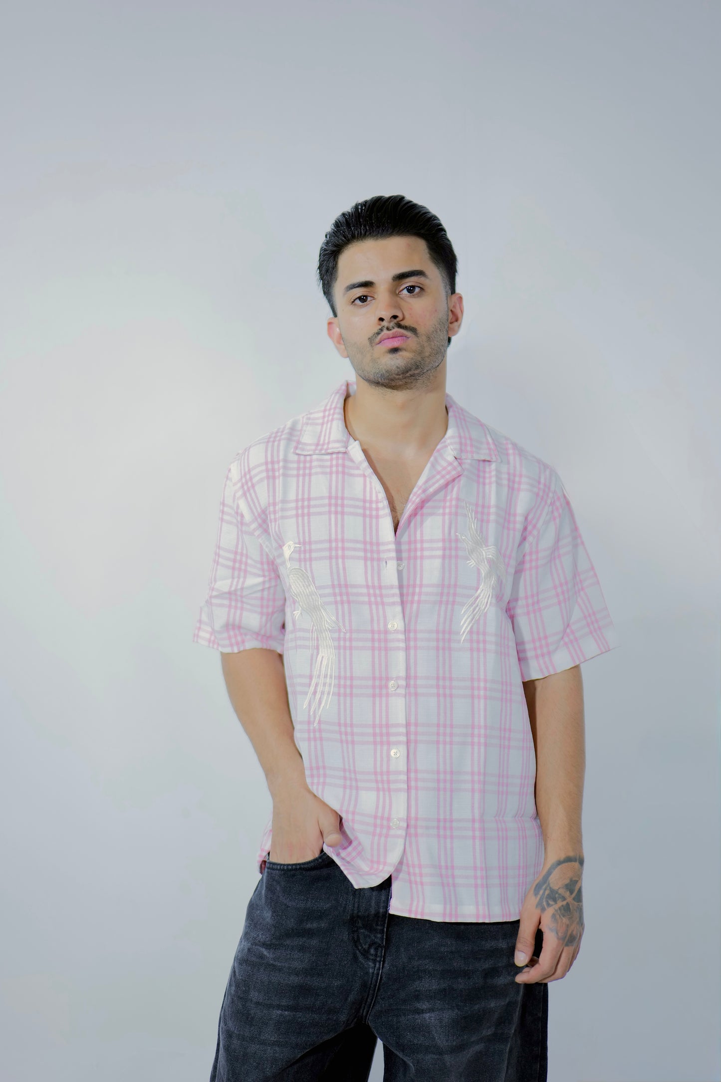 Pink Check Oversized Shirt